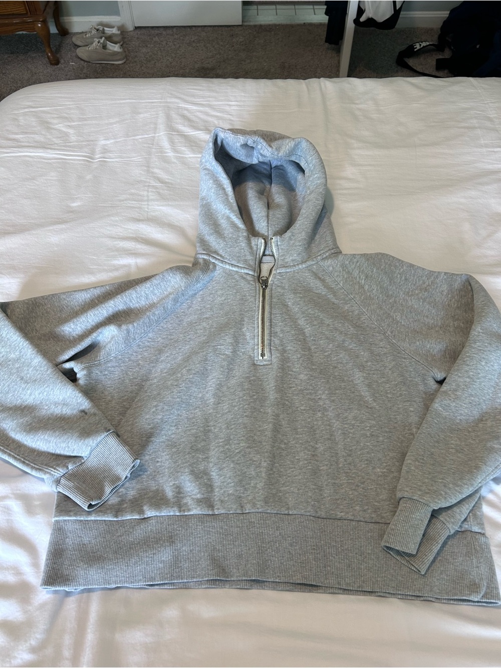 Vuori Light Gray Women's Zip-Up Hooded Pullover